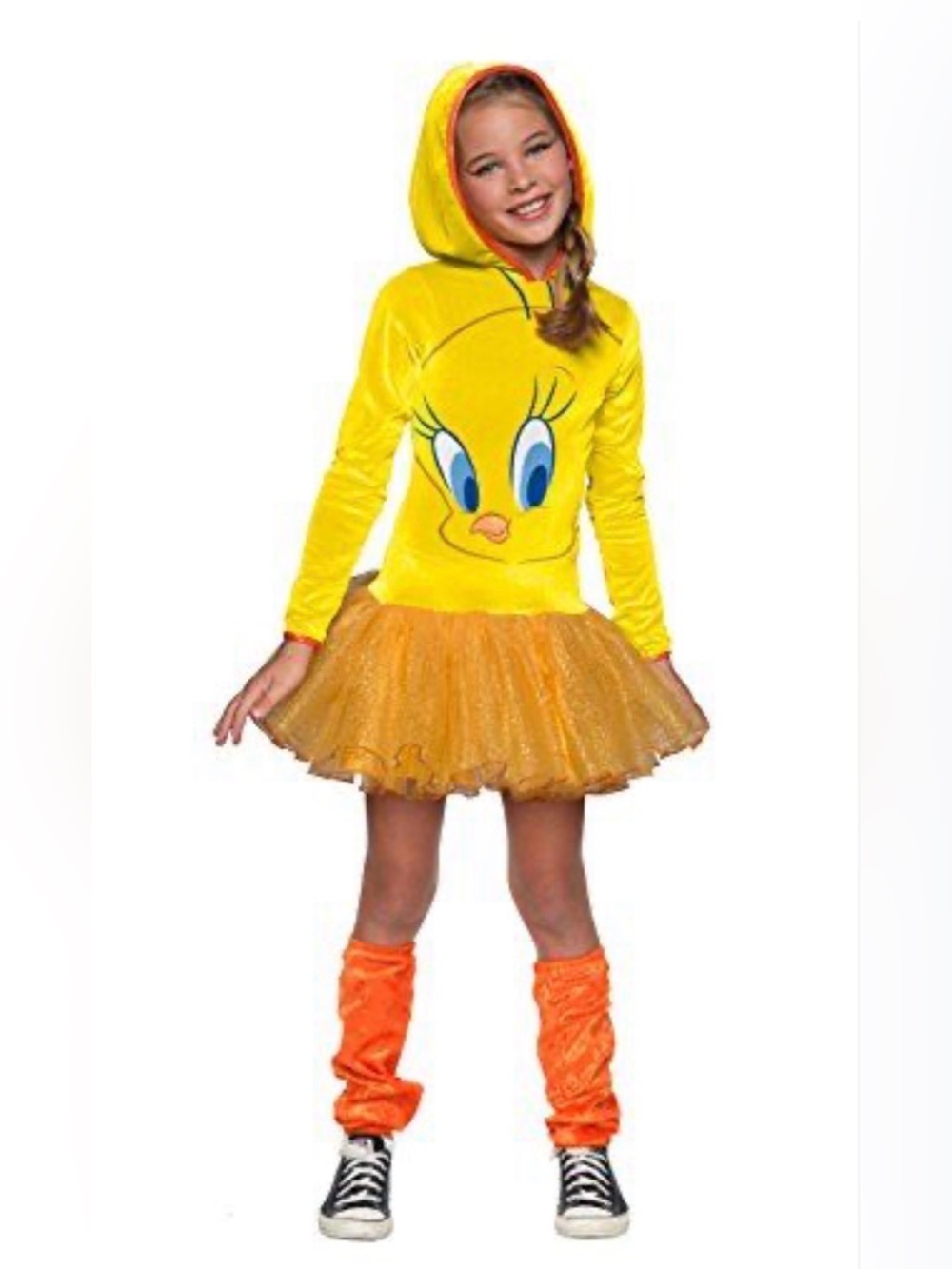 Rubie's Tweety Yellow Hooded Tutu Costume with Orange Leg Warmers
